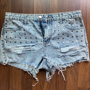 Studded Denim Jean shorts Medium Forever 21